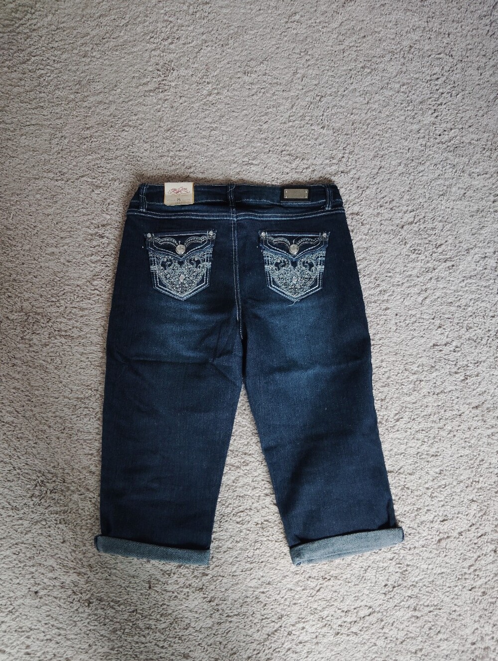 One 5 One Dark Blue Denim Capri Jeans - Picture 3 of 5
